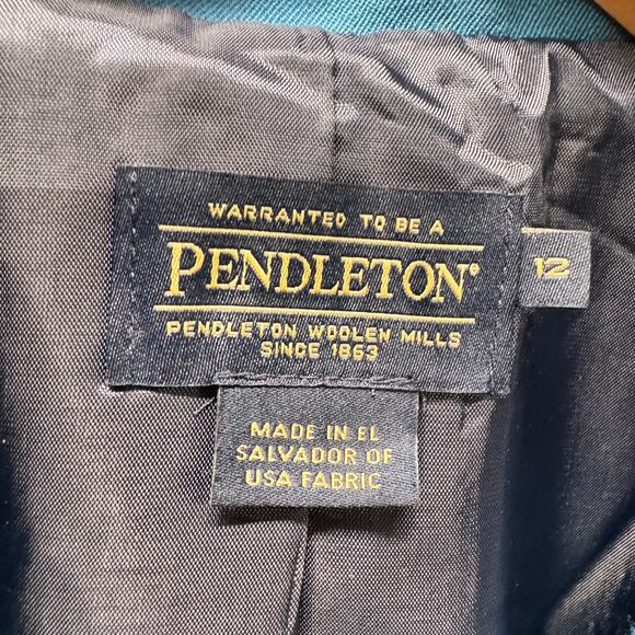 Pendleton Wool Set Womens Blazer 12 Dress 10 Blue Lined Classic Vintage - Picture 3 of 14